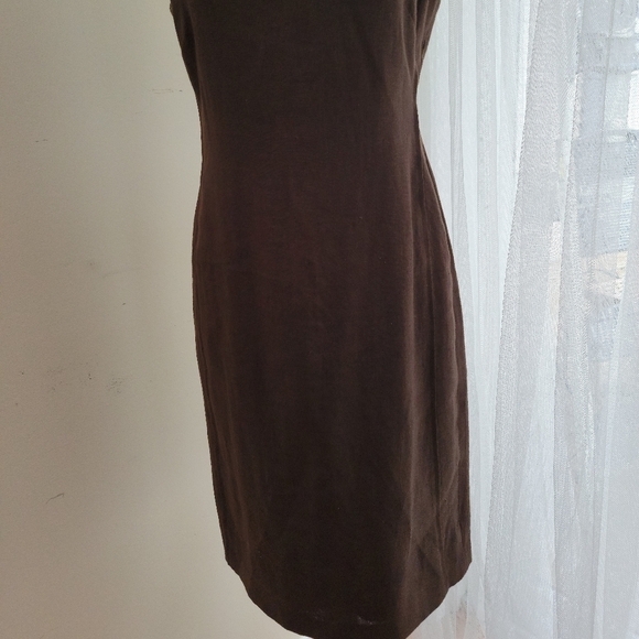 EUC Talbots Petites Chocolate Brown Sheath Dress Size 4/6P - Picture 2 of 11
